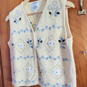 Christopher & Banks Yellow Floral Knit Vest